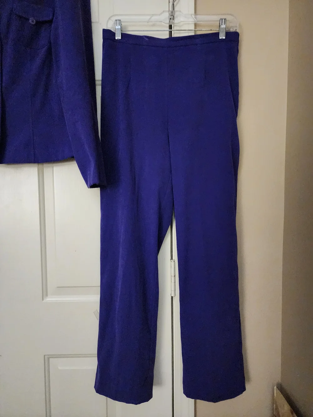 Sag Harbor Royal Purple Two-Piece Pantsuit with Button Jacket Size 10 Tall